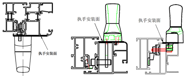 内开执手安装示意  外开执手安装示意